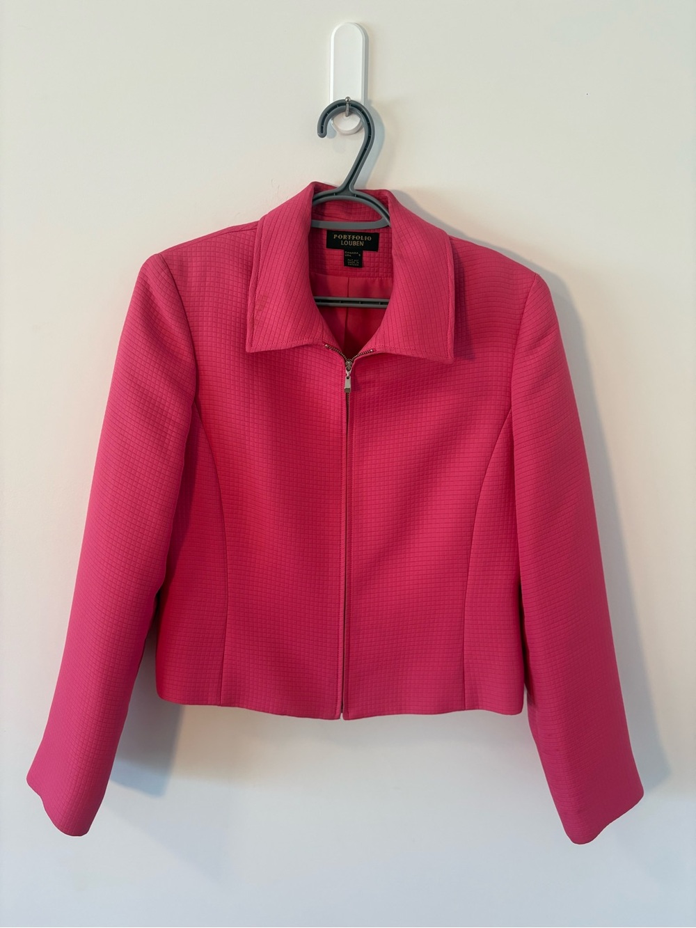 Portfolio Louben Pink Textured Zip Jacket Made in Canada Size 6